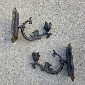 Vintage Neoclassical Rocco Wall Sconce Taper Candle Holder Metal Tin 8x4x9 Set 2